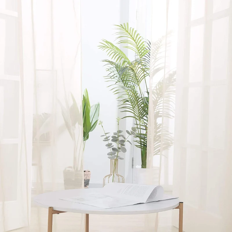 Deconovo Voile Vorhang Transparent Gardinen Ösenschal 2er Set