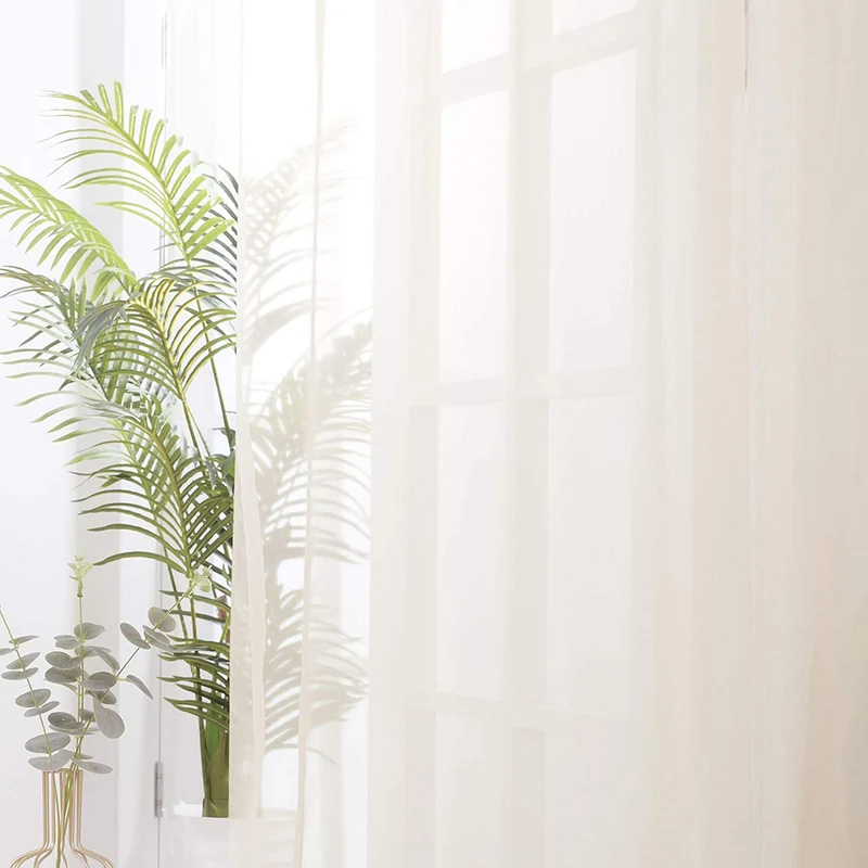 Deconovo Voile Vorhang Transparent Gardinen Ösenschal 2er Set