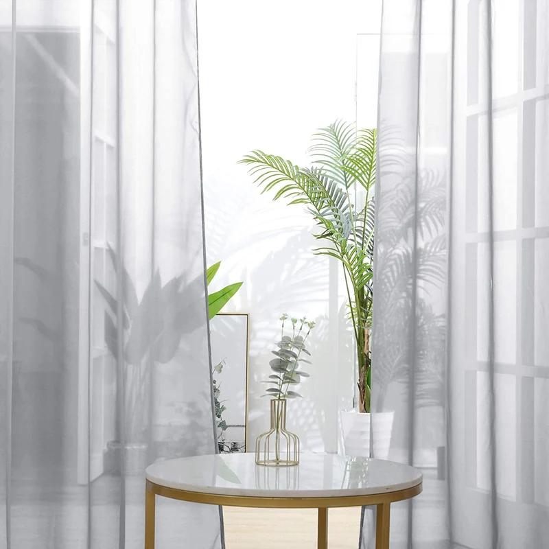 Deconovo Voile Vorhang Transparent Gardinen Ösenschal 2er Set