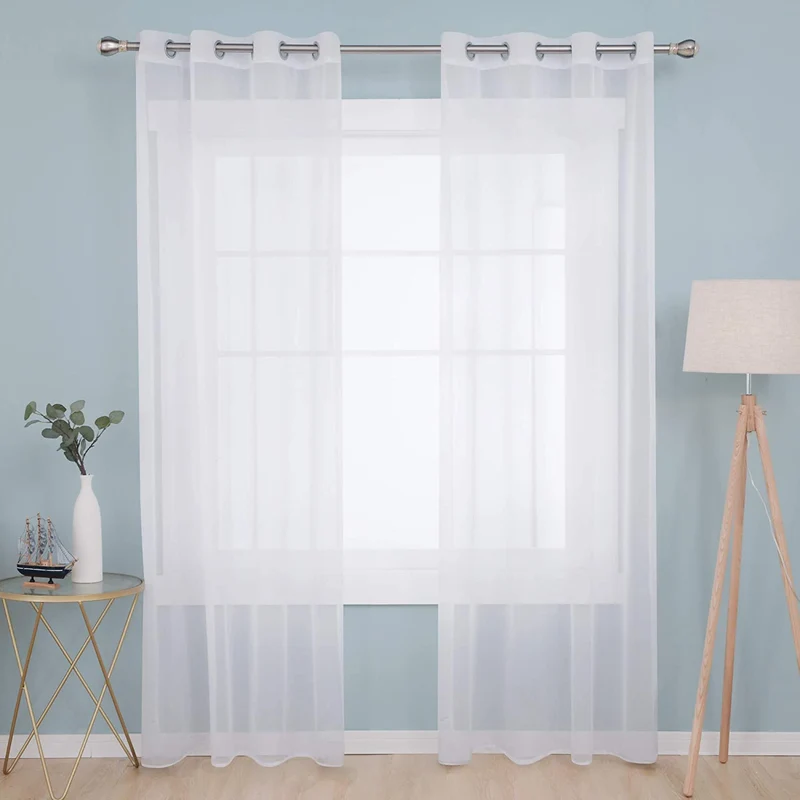 Deconovo Voile Vorhang Transparent Gardinen Ösenschal 2er Set
