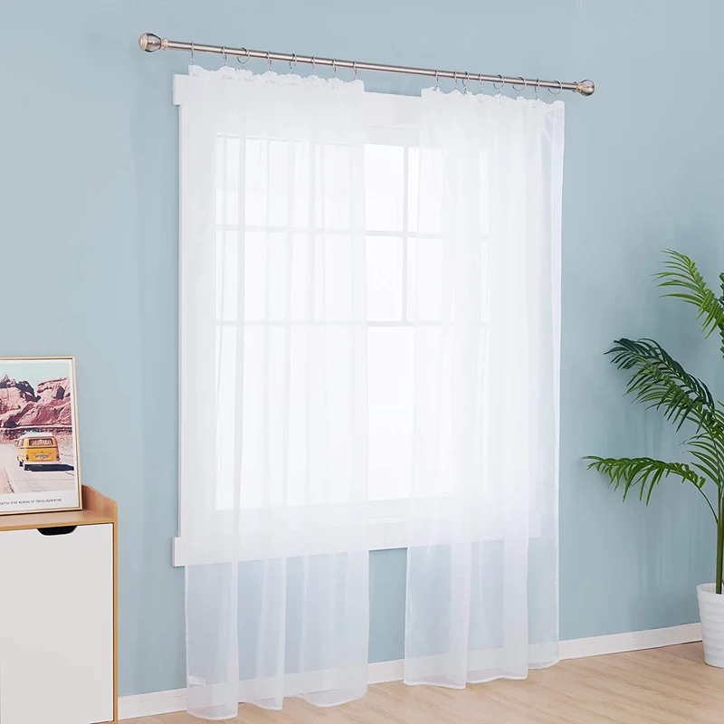 Deconovo Gardinen mit Kräuselband Transparent Vorhänge für Schiene Wohnzimmer Schlafzimmer Modern, 2er Set