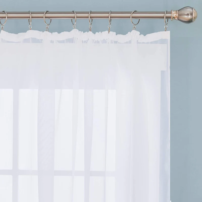 Deconovo Gardinen mit Kräuselband Transparent Vorhänge für Schiene Wohnzimmer Schlafzimmer Modern, 2er Set