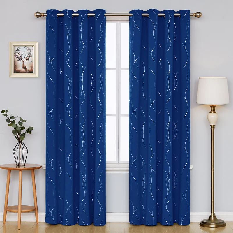Deconovo Verdunklungsvorhang Gardinen Modern Punkt und Linie Motiv, 2er Set