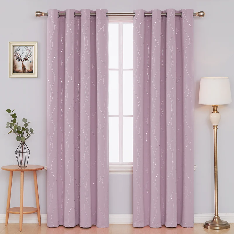 Deconovo Verdunklungsvorhang Gardinen Modern Punkt und Linie Motiv, 2er Set