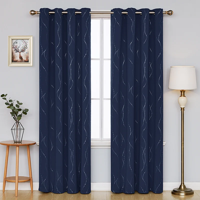 Deconovo Verdunklungsvorhang Gardinen Modern Punkt und Linie Motiv, 2er Set