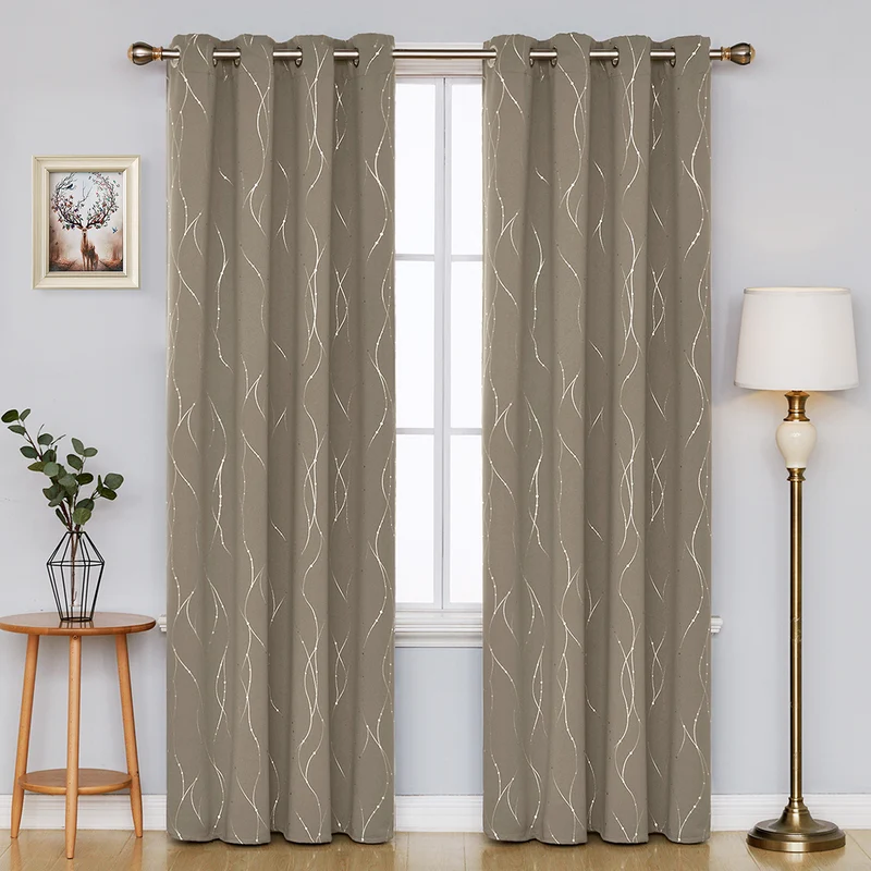 Deconovo Verdunklungsvorhang Gardinen Modern Punkt und Linie Motiv, 2er Set