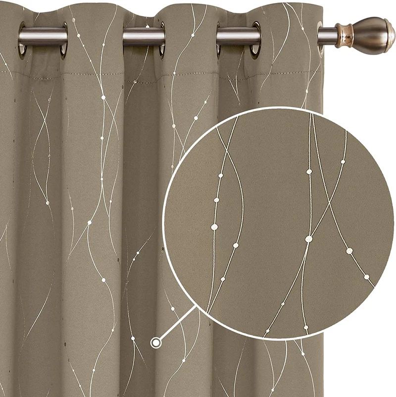 Deconovo Verdunklungsvorhang Gardinen Modern Punkt und Linie Motiv, 2er Set