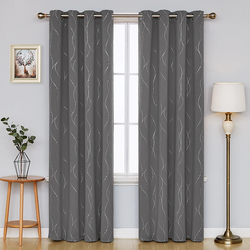 Deconovo Verdunklungsvorhang Gardinen Modern Punkt und Linie Motiv, 2er Set