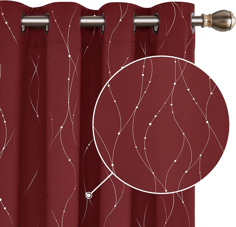 Deconovo Verdunklungsvorhang Gardinen Modern Punkt und Linie Motiv, 2er Set
