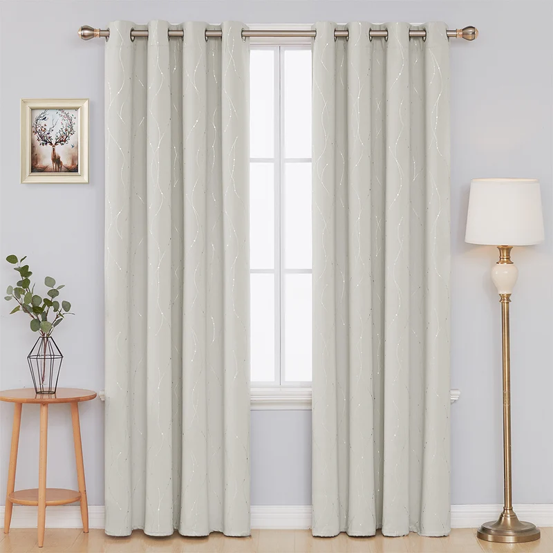 Deconovo Verdunklungsvorhang Gardinen Modern Punkt und Linie Motiv, 2er Set