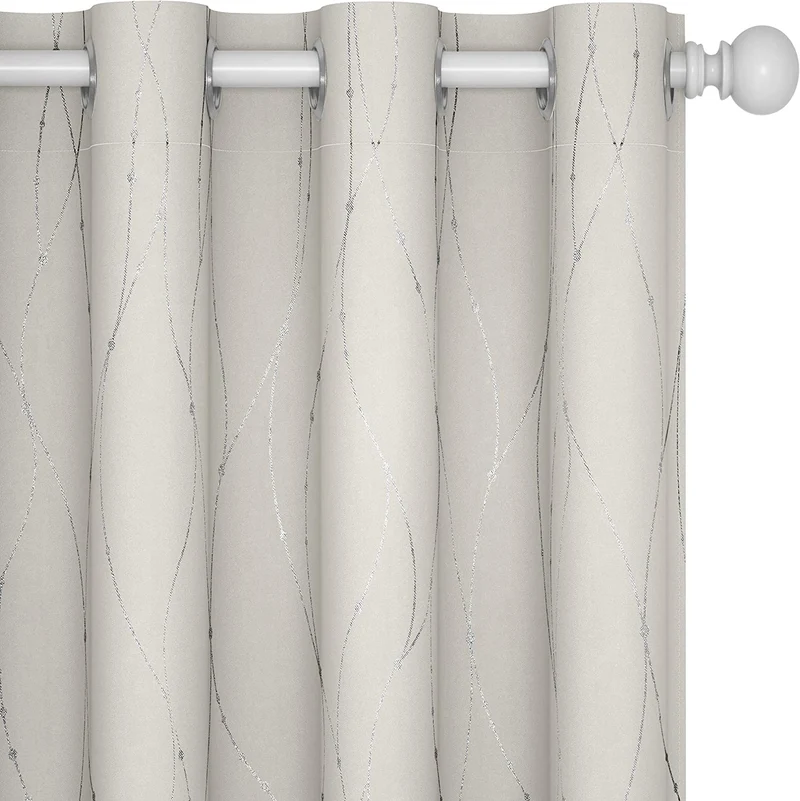 Deconovo Verdunklungsvorhang Gardinen Modern Punkt und Linie Motiv, 2er Set