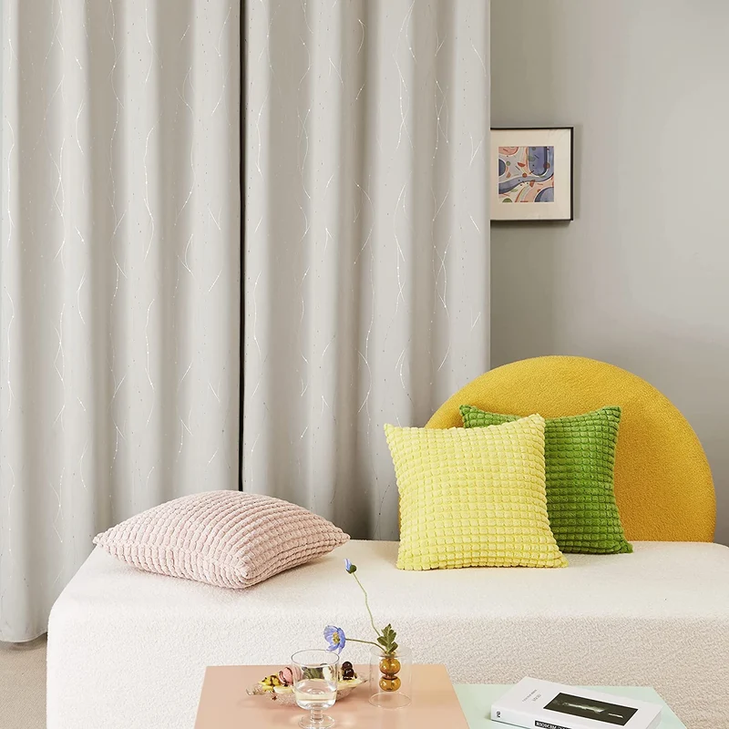 Deconovo Verdunklungsvorhang Gardinen Modern Punkt und Linie Motiv, 2er Set