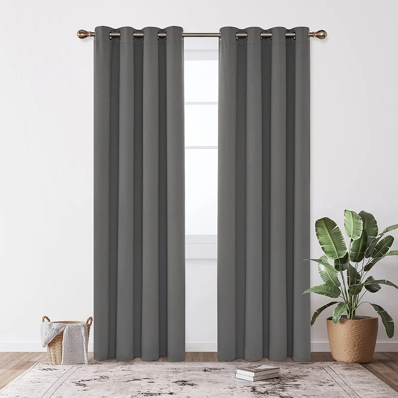 Deconovo Verdunkelungsvorhang Blickdicht Ösenvorhang Thermogardine, 2er Set