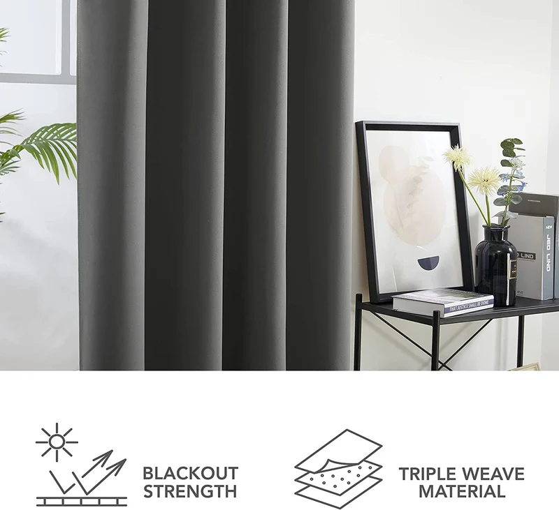 Deconovo Verdunkelungsvorhang Blickdicht Ösenvorhang Thermogardine, 2er Set