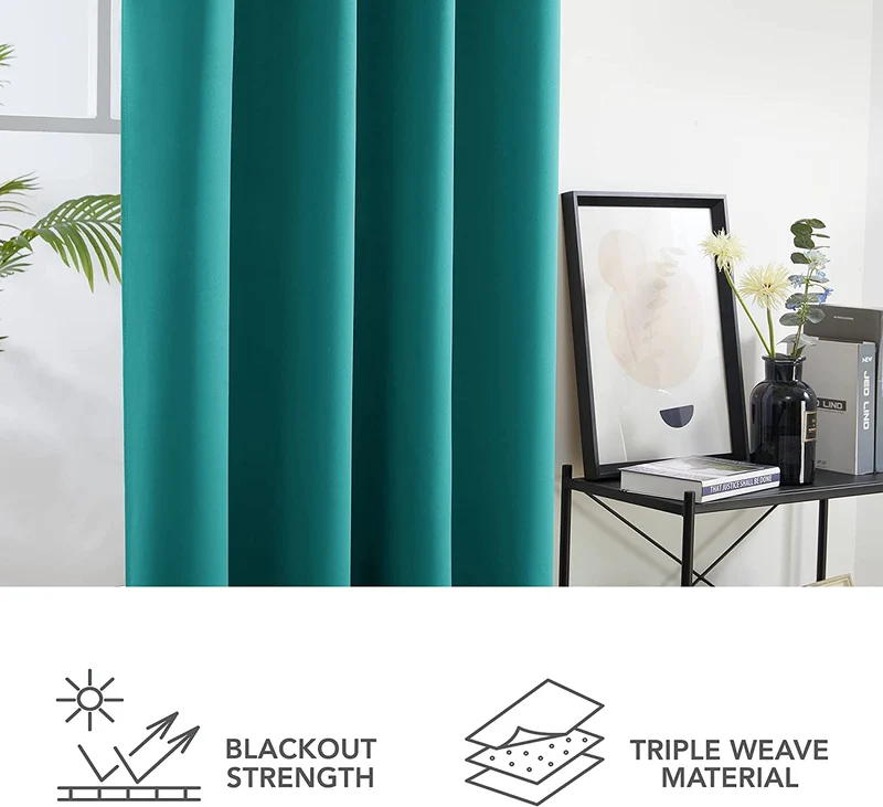 Deconovo Verdunkelungsvorhang Blickdicht Ösenvorhang Thermogardine, 2er Set