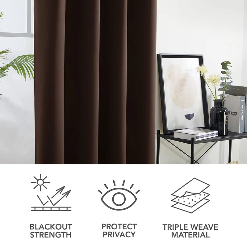 Deconovo Verdunkelungsvorhang Blickdicht Ösenvorhang Thermogardine, 2er Set