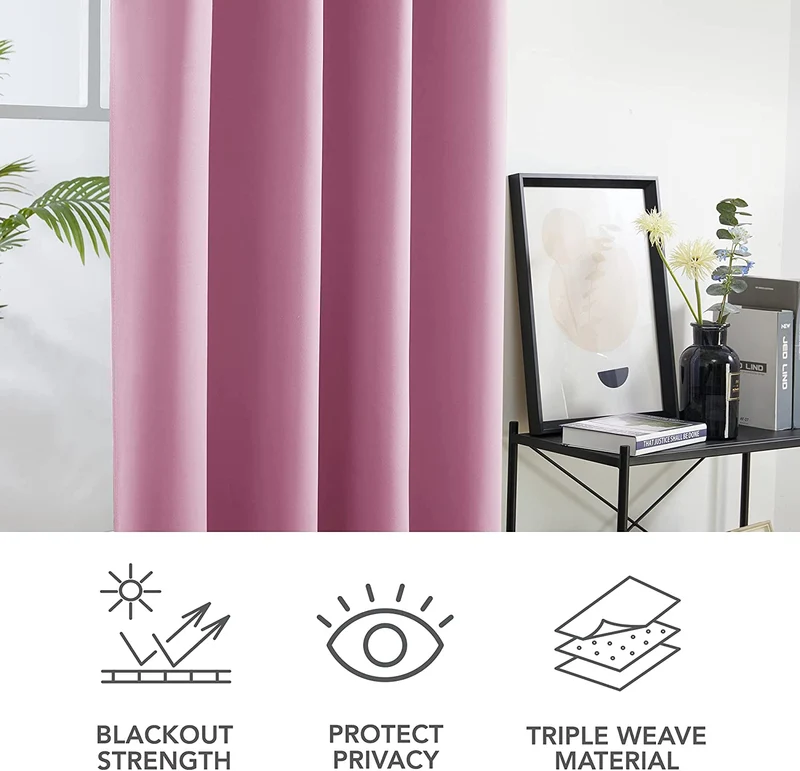 Deconovo Verdunkelungsvorhang Blickdicht Ösenvorhang Thermogardine, 2er Set