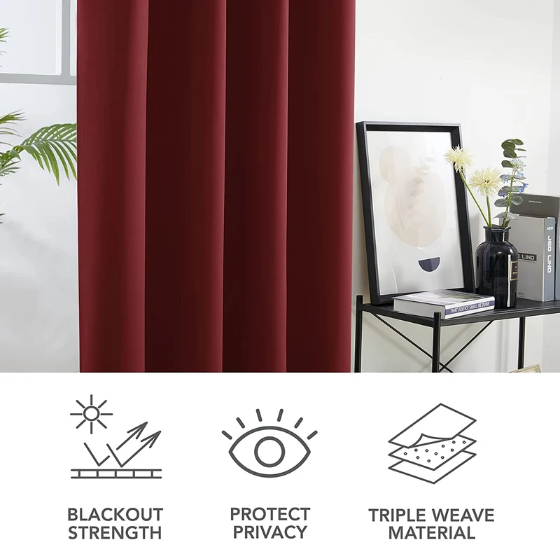 Deconovo Verdunkelungsvorhang Blickdicht Ösenvorhang Thermogardine, 2er Set
