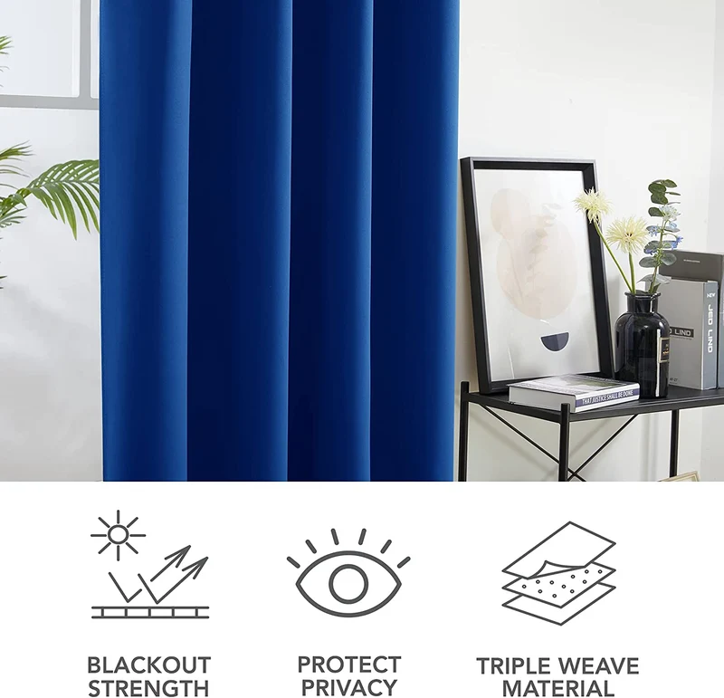 Deconovo Verdunkelungsvorhang Blickdicht Ösenvorhang Thermogardine, 2er Set