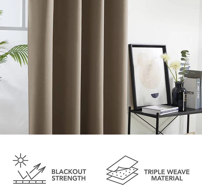 Deconovo Verdunkelungsvorhang Blickdicht Ösenvorhang Thermogardine, 2er Set