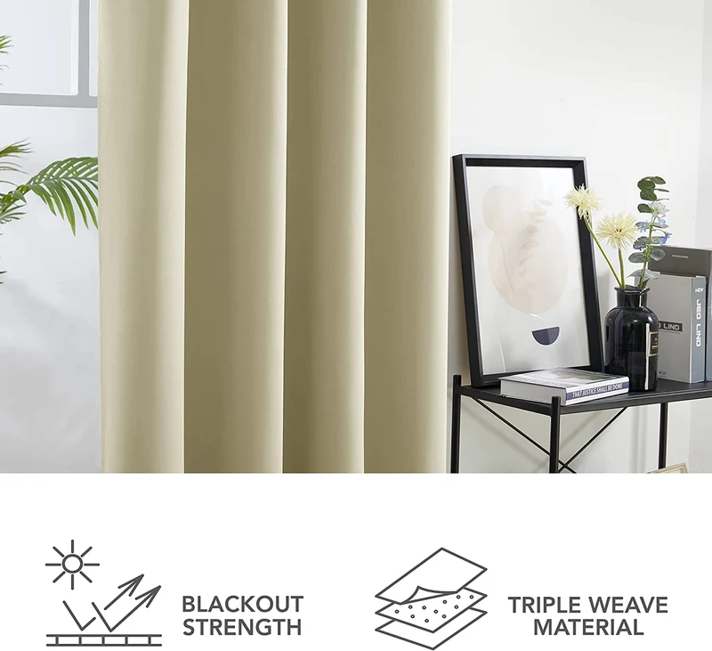 Deconovo Verdunkelungsvorhang Blickdicht Ösenvorhang Thermogardine, 2er Set