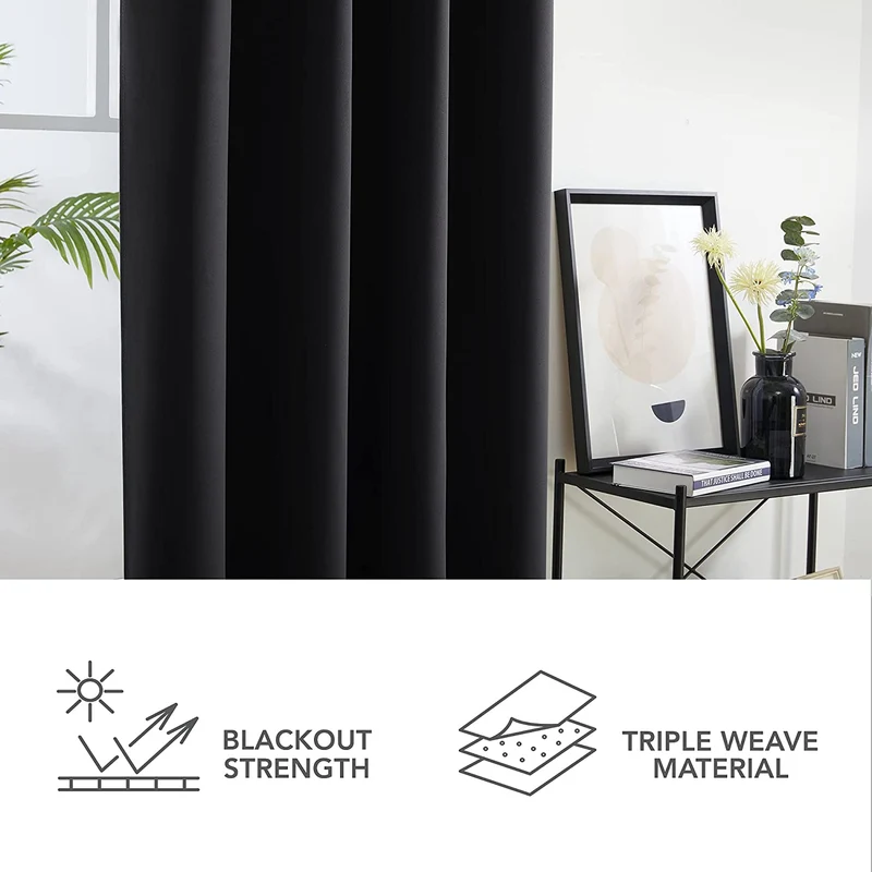 Deconovo Verdunkelungsvorhang Blickdicht Ösenvorhang Thermogardine, 2er Set