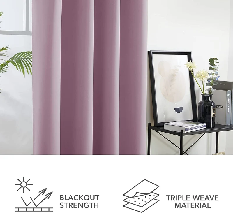 Deconovo Verdunkelungsvorhang Blickdicht Ösenvorhang Thermogardine, 2er Set