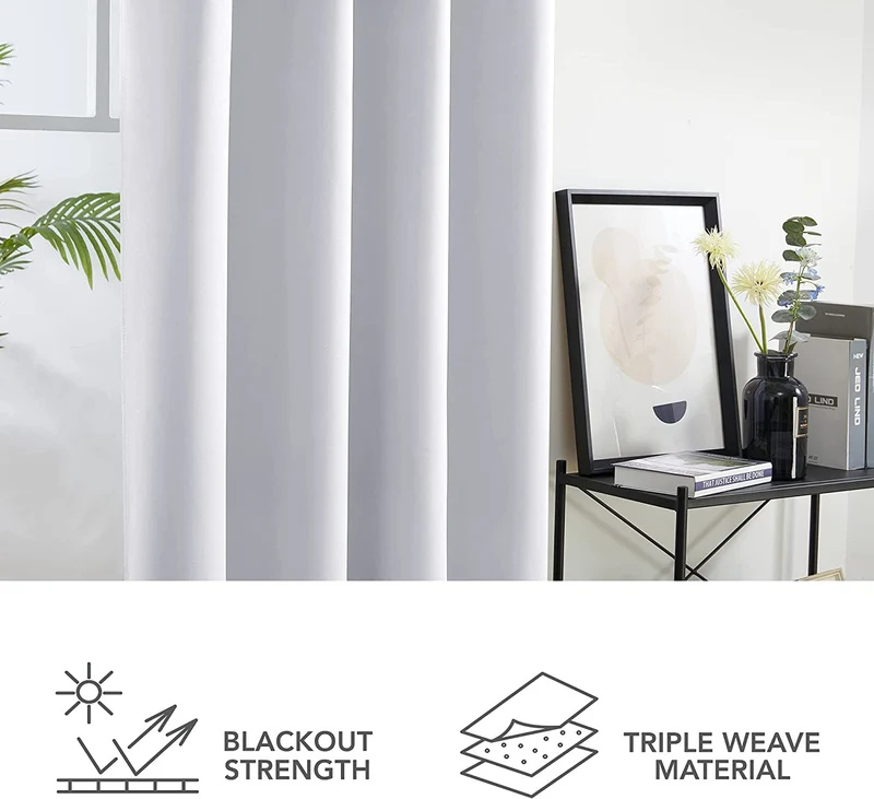 Deconovo Verdunkelungsvorhang Blickdicht Ösenvorhang Thermogardine, 2er Set