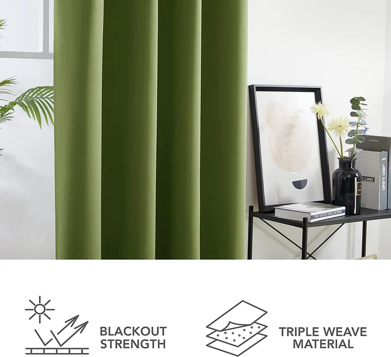 Deconovo Verdunkelungsvorhang Blickdicht Ösenvorhang Thermogardine, 2er Set