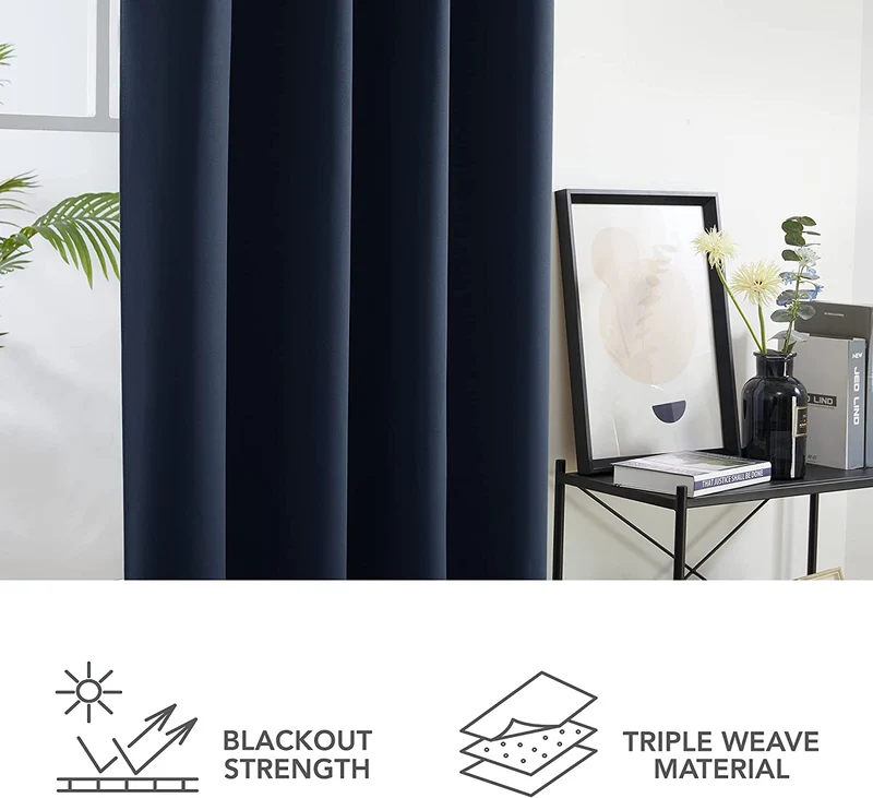 Deconovo Verdunkelungsvorhang Blickdicht Ösenvorhang Thermogardine, 2er Set