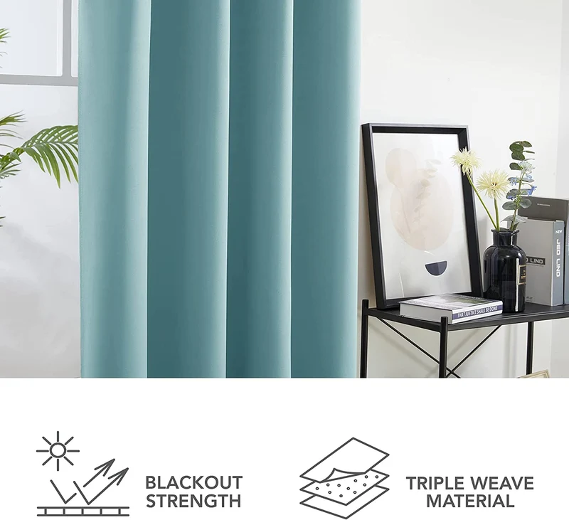 Deconovo Verdunkelungsvorhang Blickdicht Ösenvorhang Thermogardine, 2er Set