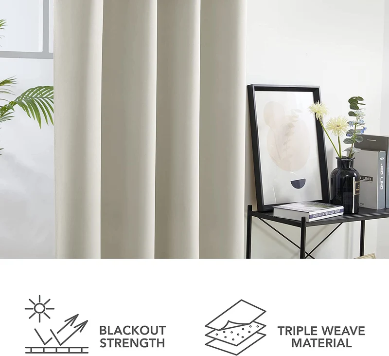 Deconovo Verdunkelungsvorhang Blickdicht Ösenvorhang Thermogardine, 2er Set