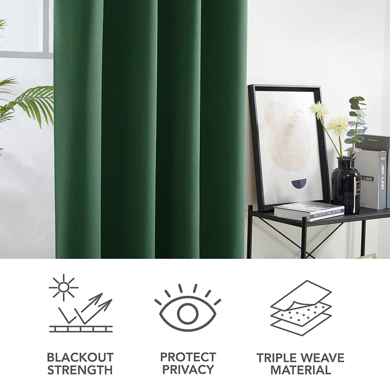 Deconovo Verdunkelungsvorhang Blickdicht Ösenvorhang Thermogardine, 2er Set