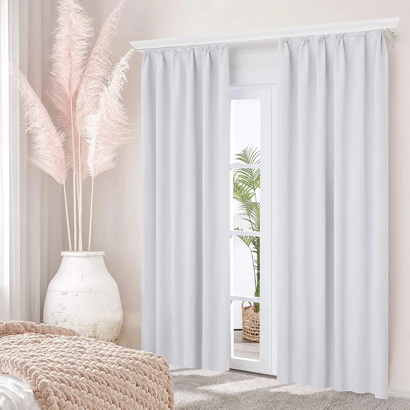 Deconovo Verdunkelung Gardinen Fenstervorhang Sonnenschutz mit Kräuselband, 2er Set