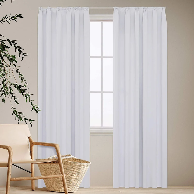 Deconovo Verdunkelung Gardinen Fenstervorhang Sonnenschutz mit Kräuselband, 2er Set