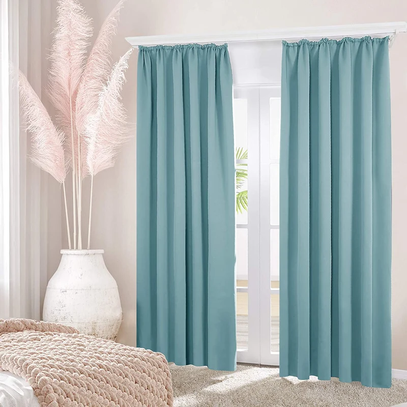 Deconovo Verdunkelung Gardinen Fenstervorhang Sonnenschutz mit Kräuselband, 2er Set