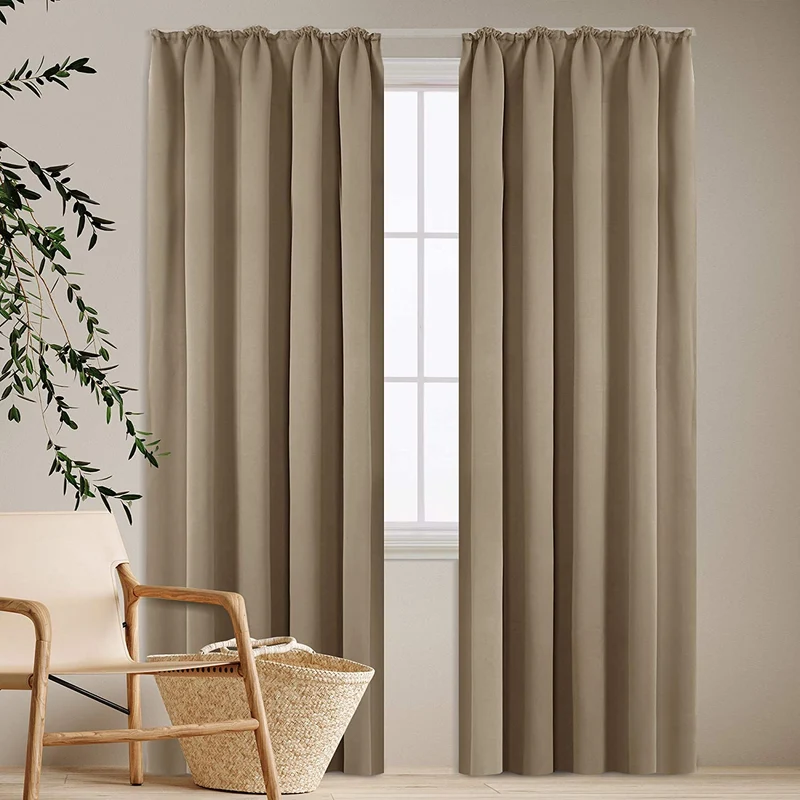 Deconovo Verdunkelung Gardinen Fenstervorhang Sonnenschutz mit Kräuselband, 2er Set
