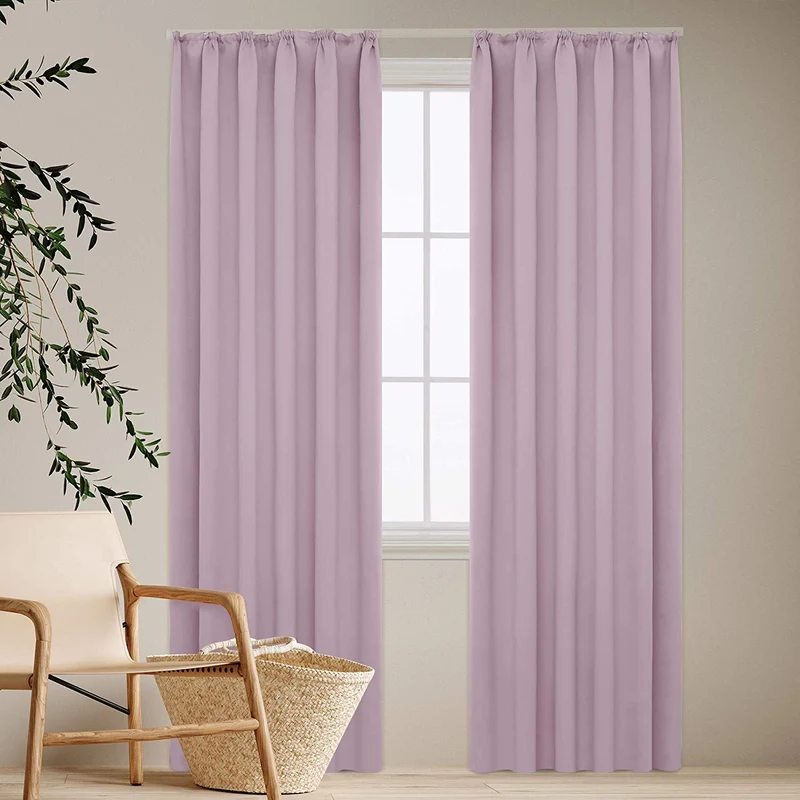 Deconovo Verdunkelung Gardinen Fenstervorhang Sonnenschutz mit Kräuselband, 2er Set