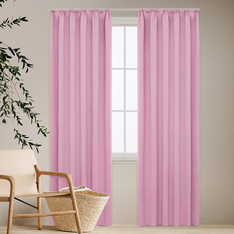 Deconovo Verdunkelung Gardinen Fenstervorhang Sonnenschutz mit Kräuselband, 2er Set