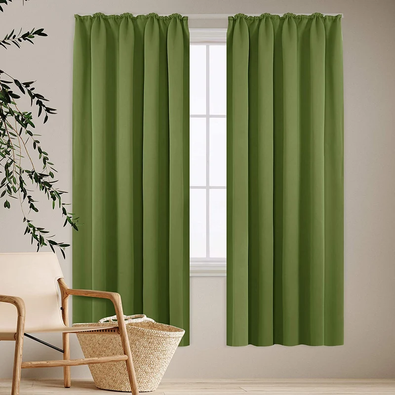 Deconovo Verdunkelung Gardinen Fenstervorhang Sonnenschutz mit Kräuselband, 2er Set