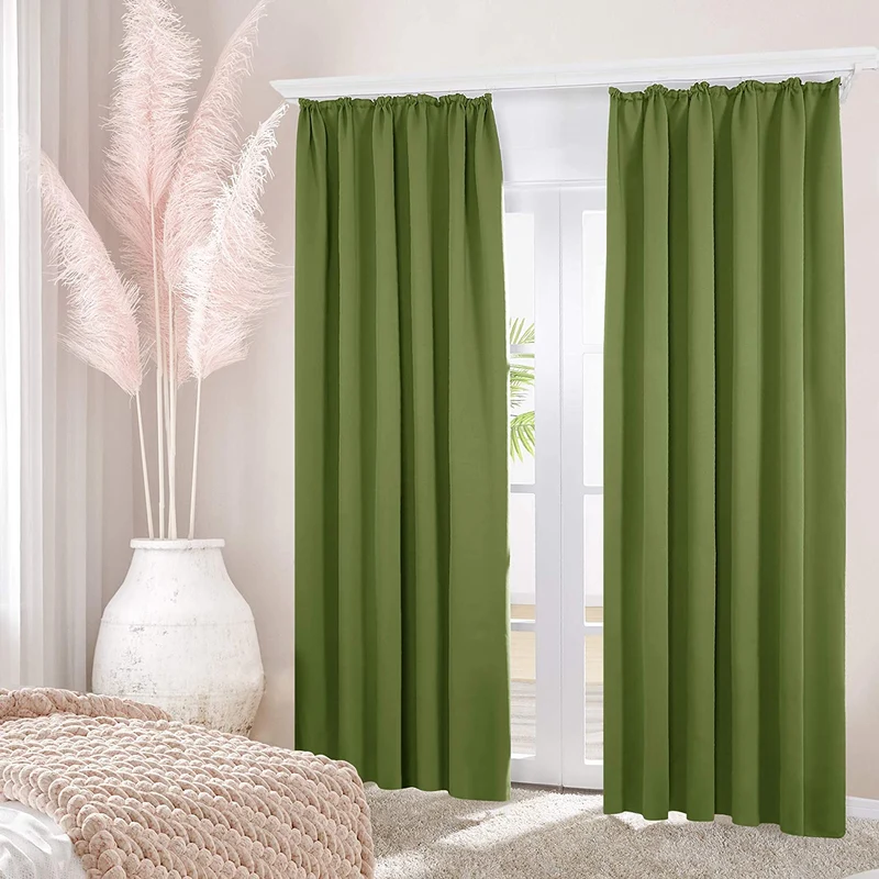 Deconovo Verdunkelung Gardinen Fenstervorhang Sonnenschutz mit Kräuselband, 2er Set