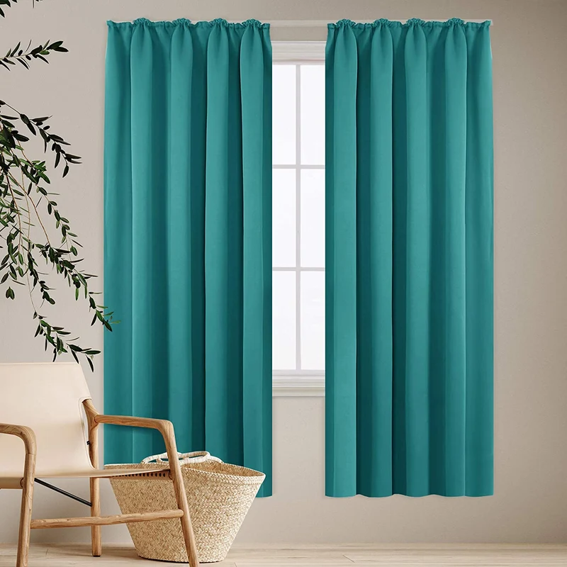 Deconovo Verdunkelung Gardinen Fenstervorhang Sonnenschutz mit Kräuselband, 2er Set
