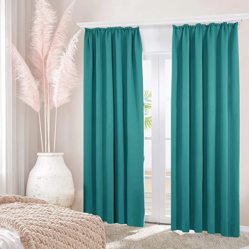 Deconovo Verdunkelung Gardinen Fenstervorhang Sonnenschutz mit Kräuselband, 2er Set