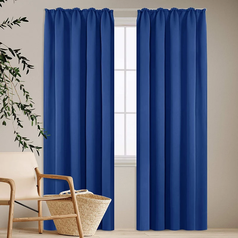 Deconovo Verdunkelung Gardinen Fenstervorhang Sonnenschutz mit Kräuselband, 2er Set