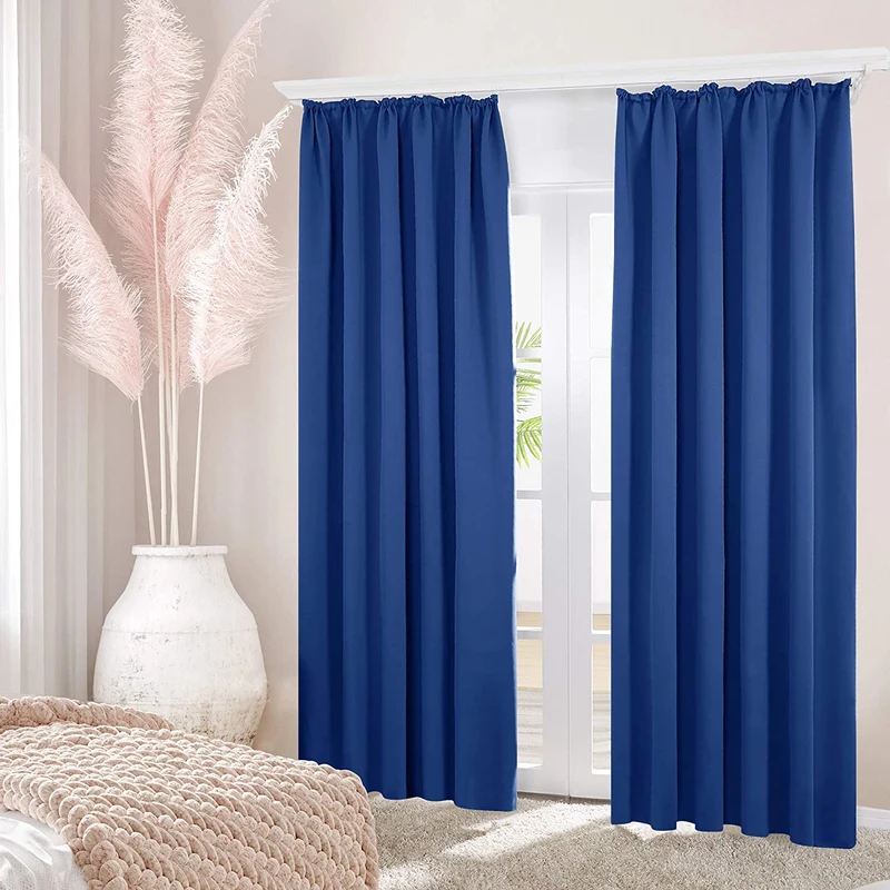 Deconovo Verdunkelung Gardinen Fenstervorhang Sonnenschutz mit Kräuselband, 2er Set