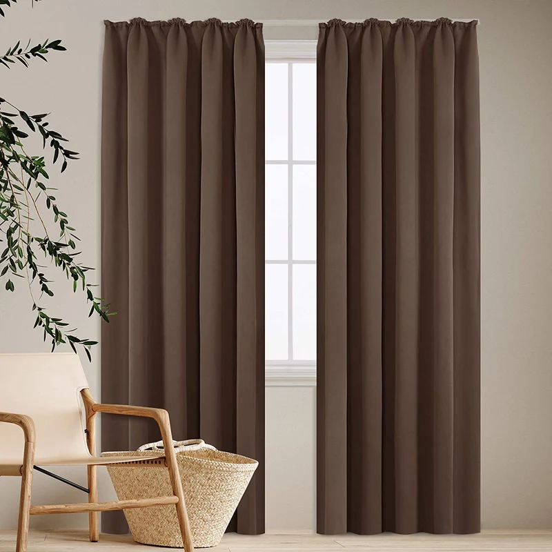 Deconovo Verdunkelung Gardinen Fenstervorhang Sonnenschutz mit Kräuselband, 2er Set