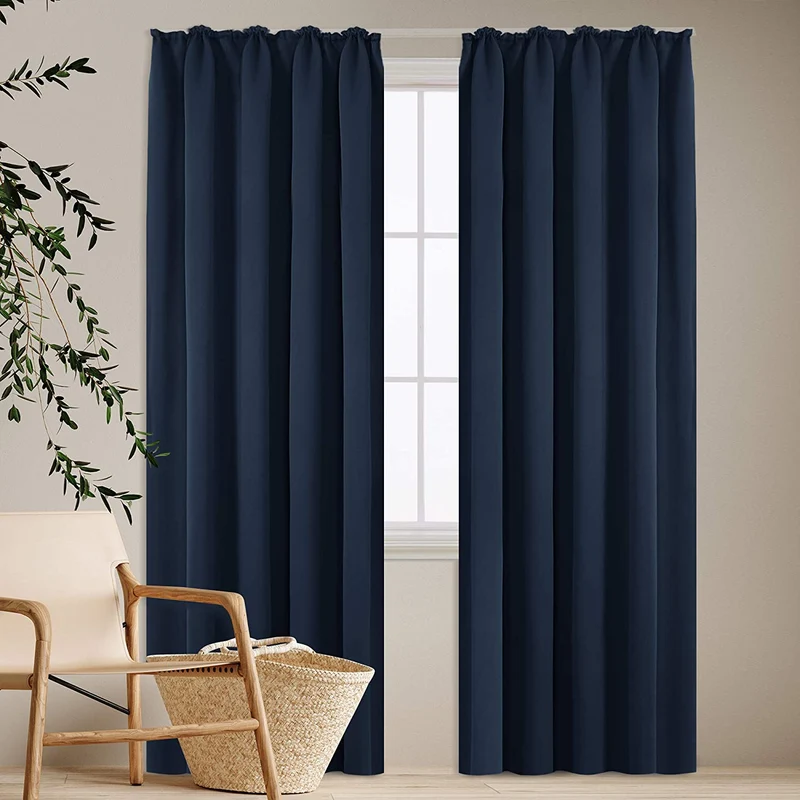 Deconovo Verdunkelung Gardinen Fenstervorhang Sonnenschutz mit Kräuselband, 2er Set