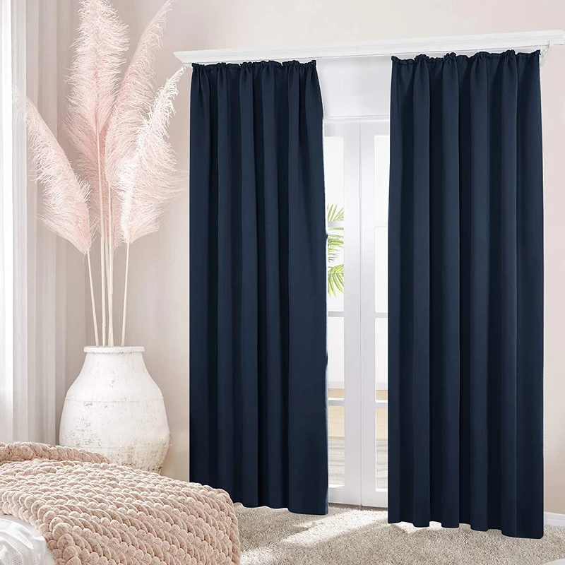 Deconovo Verdunkelung Gardinen Fenstervorhang Sonnenschutz mit Kräuselband, 2er Set