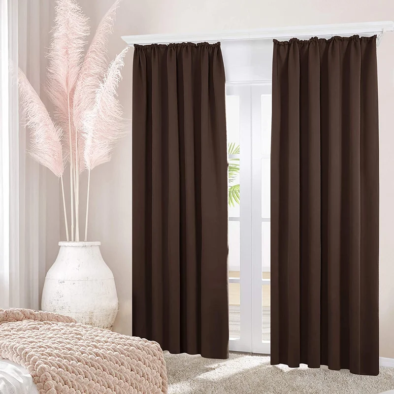 Deconovo Verdunkelung Gardinen Fenstervorhang Sonnenschutz mit Kräuselband, 2er Set