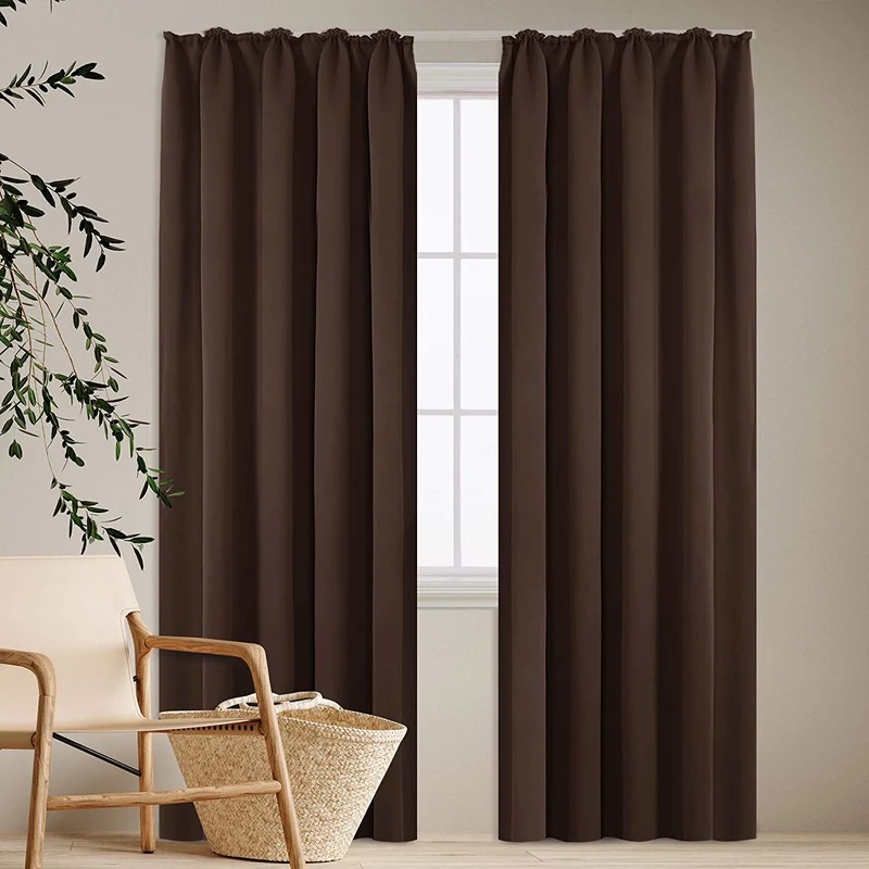 Deconovo Verdunkelung Gardinen Fenstervorhang Sonnenschutz mit Kräuselband, 2er Set